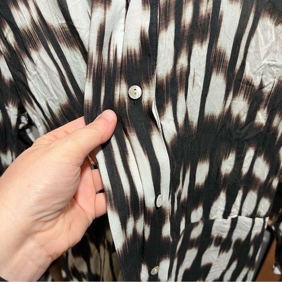 Bella Dahl Elegant Black and White Maxi Women's Dress Abstract Tie Dyes - Picture 9 of 12